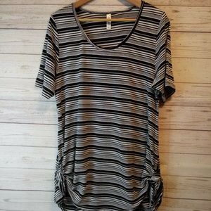 Lularoe XL Striped Tunic Top Tied Black Striped